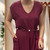 MADE IN ITALY WINE PEARL BELT WIDE LEG V NECK JUMPSUIT - onesize fits 8-20