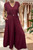 MADE IN ITALY WINE PEARL BELT WIDE LEG V NECK JUMPSUIT - onesize fits 8-20