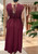 MADE IN ITALY WINE PEARL BELT WIDE LEG V NECK JUMPSUIT - onesize fits 8-20