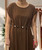 MADE IN ITALY Chocolate Brown Pearl Tie Waist Long A Line Dress With Cap Sleeves One Size 8-20 MADE IN ITALY Chocolate Brown Pearl Tie Waist Long A Line Dress With Cap Sleeves One Size 8-20