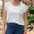 Made In Italy Crystal Ruffle Cap Sleeve Slouchy White Top - T-shirt One Size Fits UK 8-18