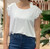 Made In Italy Crystal Ruffle Cap Sleeve Slouchy White Top - T-shirt One Size Fits UK 8-18