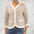 Enzoria One Size Fitted Contrast Trim Silver Button 3/4 Sleeve Cardigan - One Size Fits UK 8-14