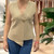 Enzoria One Size Fine Knit Single Gold Button Fastening Sleeveless Top / Waistcoat - Onesize Fits 10-16 Burgandy Or Sand Beige
