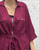 Burgundy One Size Utility Style Fine Knit Drawstring 3/4 Sleeve Cardigan Will Fit Size 12-18