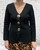 ENZORIA Black Fine Knit Fitted V Neck Gold Button Front Long Sleeved Top - Onesize Fits UK 8-14