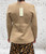 ENZORIA Sand Beige Fine Knit Fitted V Neck Gold Button Front Long Sleeved Top - Onesize Fits UK 8-14