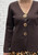ENZORIA Chocolate Brown Fine Knit Fitted V Neck Gold Button Front Long Sleeved Top - Onesize Fits UK 8-14
