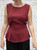 Studio Italian Burgandy Sleeveless Tie Back Top - One Size Fits UK 8-14