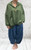 Khaki Green Made In Italy Oversized Twist Hem Collared Dip Back Sweat Top - Onesize Fits 12-24