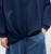 Navy Blue  Made In Italy Oversized Twist Hem Collared Dip Back Sweat Top - Onesize Fits 12-24