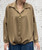 Mocha Made In Italy Oversized Twist Hem Collared Dip Back Sweat Top - Onesize Fits 12-24