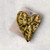 Large Statement Gold Stainless Steel Hammered Heart Brooch
