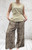 Diverse Italian Animal Leopard Print Beige Black Drawstring Tie Wide Leg Trousers - One Size Fits  