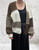 Studio Italian Cream & Brown Block Colour Blanket Stitch Sloppy Oversized Cardigan - Onesize Fits 8-16