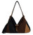 Long & Son Faux Suede Patchwork Slouchy Hobo Crossbody Or Grab Bag - Brown Wine Black