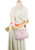 Long & Son Oval Clasp Faux Leather Crossbody Bag - Black Denim Blue Beige Tan