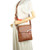 Long & Son Burnished Gold Metal & Tan Tab Closure 3 Compartment Crossbody Bag  - Black Navy Wine Dark Green