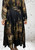 Diverse Silk Blend Italian Freesize Vintage Village Print Black Maxi Shirt Dress - Onesize Fits 10-18