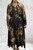 Diverse Silk Blend Italian Freesize Vintage Village Print Black Maxi Shirt Dress - Onesize Fits 10-18