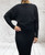 Diverse Super Soft Knit 2pc Black Or Pale Beige Ribbed Knit Batwing Jumper & Sleeveless Dress - Onesize Fits UK 6-12