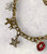 Handmade statement gold alloy short charm necklace with leopard, lips & cherry