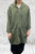 Khaki green super soft tech jersey longline fringed hooded zip front jacket - onesize fits 10-18