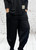 Italian Black Soft Scuba 7/8 Crop Cocoon Pants With Tulip Cuffs - One Size Fits UK 10-16 Italian Black Soft Scuba 7/8 Crop Cocoon Pants With Tulip Cuffs - One Size Fits UK 10-16
