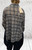 ZETA OTTO LYXE ITALIAN Grey Beige Check Tencel Long Sleeved  Embellished Crystal  Shirt - One Size Will Fit 10-22 ZETA OTTO LYXE ITALIAN Grey Beige Check Tencel Long Sleeved  Embellished Crystal  Shirt - One Size Will Fit 10-22