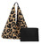 Teddy Borg Textured Leopard Or Plain Large Triangle Hobo Shoulder Bag With Black Pouch