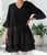 Italian freesize black textured spot ruffle trim smock dress - onesize fits UK 10-16
