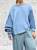 MADE IN ITALY PALE BLUE & NAVY STRIPE SLOUCHY WIDE SLASH NECK SWEATSHIRT One size fits UK10-18