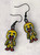 FNAF Inspired Chica Yellow Enamel Black Alloy Drop Dangly Earrings 
