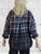 Zeta Otto navy, wine & green mix plaid check brushed cotton lace panel shirt  On Suze Fits UK 10-20/22