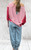 MADE IN ITALY  PINK & RED STRIPE SLOUCHY WIDE SLASH NECK SWEATSHIRT One size fits UK 10-18