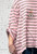 Italian One Size  Knit Pink & Brown Stripe Smock Top With Necklace One Size Fits 10-22