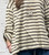 Italian One Size Knit Beige & Brown Stripe Smock Top With Necklace One Size Fits 10-22