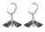 Hanging Bat Antique Silver Stainless Steel Dangly Hoop Earrings