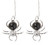 Stainless Steel Spider Antique Silver Threader Earrings With Black Obsidian Cabochons 