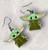Grogu Inspired Silver Alloy & Enamel Drop Dangly Earrings