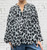 Made In Italy Grey Black Animal Print Pinch Pleat Smock Top One Size  12-22