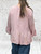 Made In Italy Pastel Pink Cheesecloth  Embroidered Flute Sleeve Smock Top One Size 10-18
