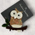 CUTE HUGE WIDE EYED GOLDEN BROWN OWL ON BRANCH LARGE 3D LASER CUT ACRYLIC BROOCH (Style 40)