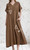 Studio Amour Brown V Neck Linen Blend Appliqué & Crystal Embellished Maxi Dress One Size Fits UK 10-16