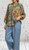 Made In Italy Khaki Green Bright Multi Floral Dip Back Smock Top  One Size Fits UK 10-18