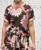 Made In Italy Chocolate Brown Pink & White Dahlia Floral 2pc Crop Pants Set One Size 8-14