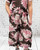 Made In Italy Chocolate Brown Pink & White Dahlia Floral 2pc Crop Pants Set One Size 8-14