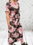 Made In Italy Chocolate Brown Pink & White Dahlia Floral 2pc Crop Pants Set One Size 8-14