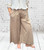 Made In Italy Camel Cotton Poplin Wide Leg 7/8 Crop Trousers One Size Fits 8-18