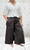 Made In Italy Chocolate Brown Cotton Poplin Wide Leg 7/8 Crop Trousers One Size Fits 8-18
